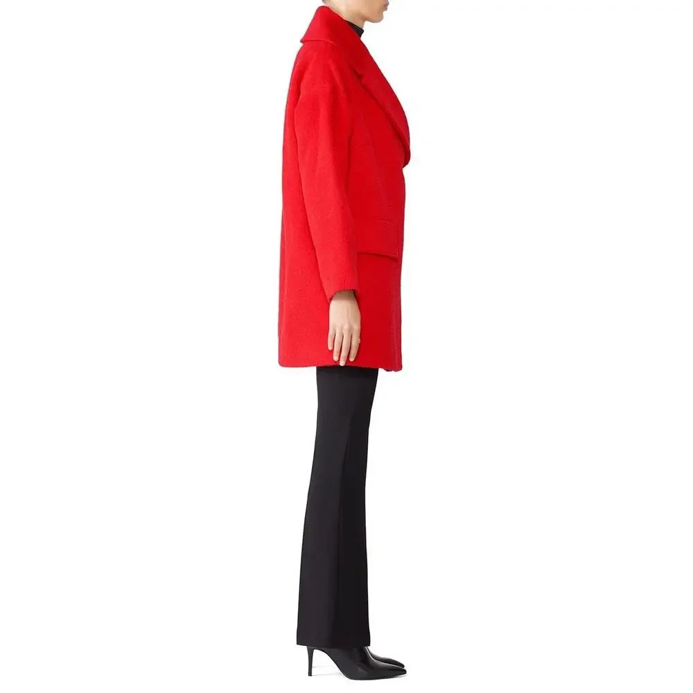 Trina Turk Women's Red Wool Overcoat Size 4 Winter Long Coat - Picture 3 of 10